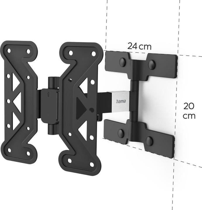 Image du produit Hama Support TV mural, inclinable, pivotant, extra-plat, 122 cm (48") jusqu'à 25 kg (Mur, 48", 25 kg)