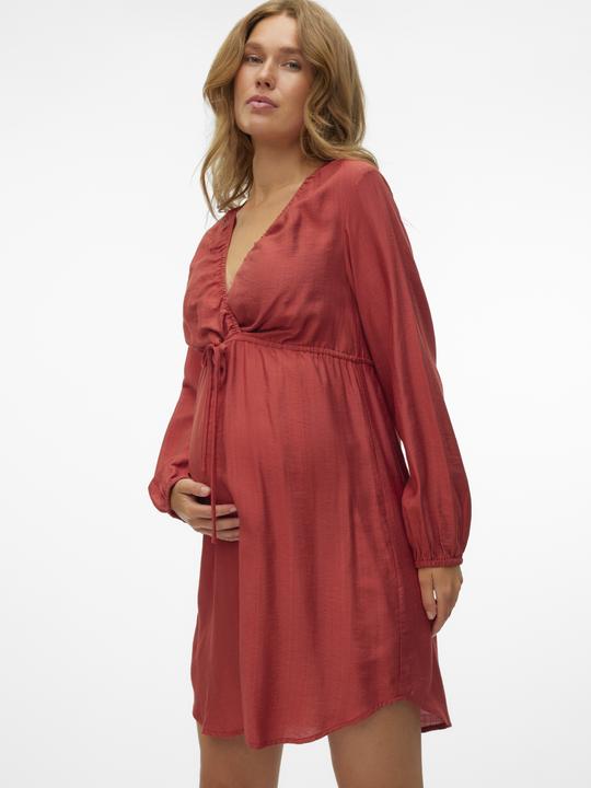Produktbild Mamalicious Normal geschnitten V-Ausschnitt Elastische Bündchen Kurzes Kleid Kleid (L)