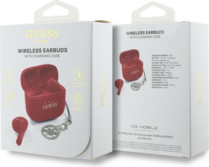 Actual product image Guess Glossy Effect Printed Classic Logo & Charm TWS headphones - red