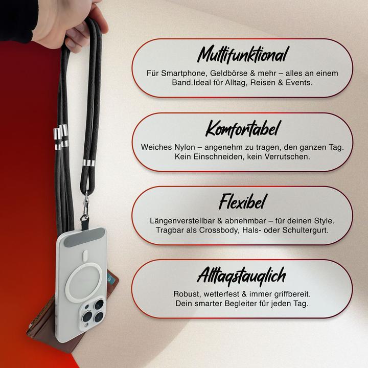 Image du produit Nalia HoldMe Lanyard Handykette – Universal Trageband für Smartphones - Verstellbar, Soft & Elastisch