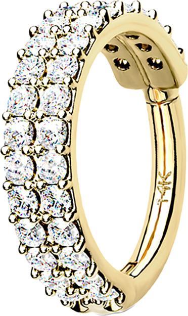 Produktbild Star Piercing Micro Segmentring klappbar 14k gold doppellinie mit Kristallen (ohne Messing, 14k Gold)