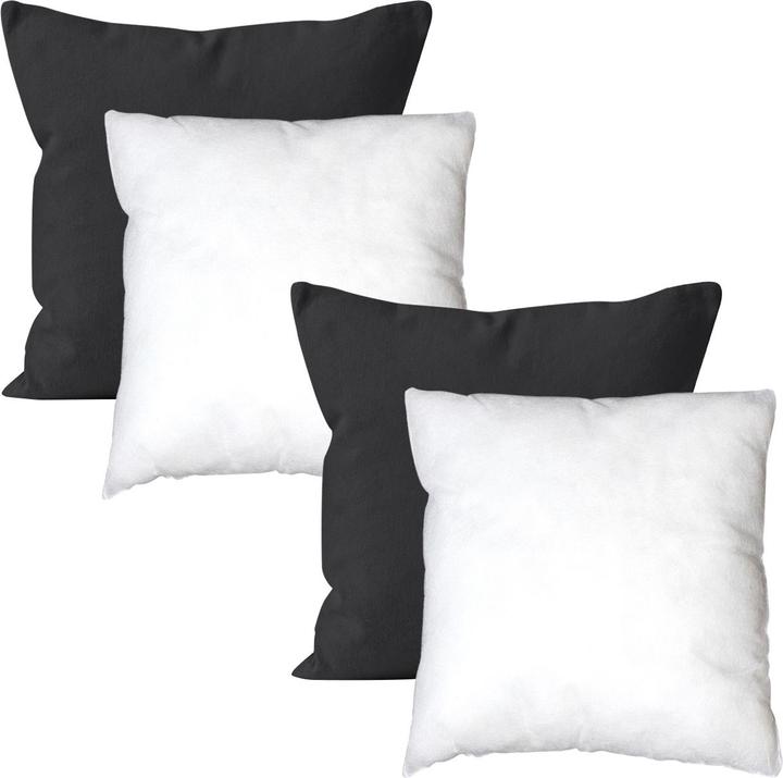 Casativo Cushion covers and filling cushion set of 4, black, 40 x 40 cm (40 x 40 cm)