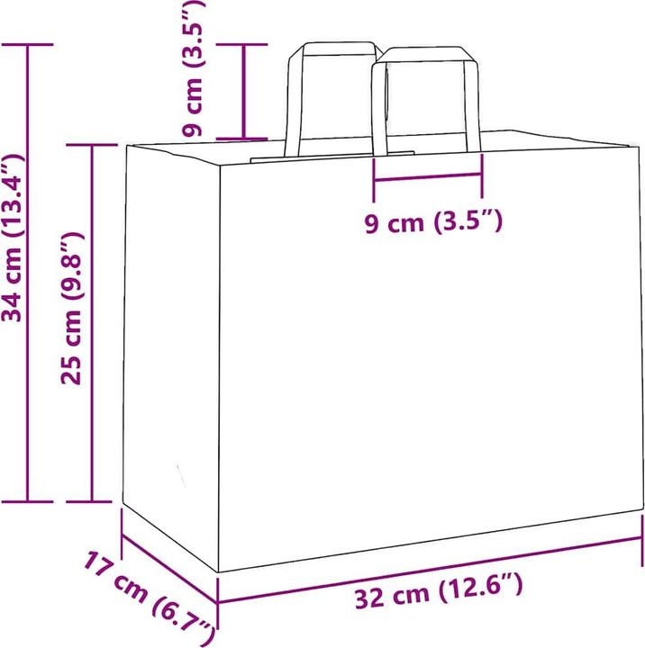 Image du produit VidaXL Sacs en papier kraft 50 pcs. avec anse marron 32x17x25 cm Sac en papier (Pochette cadeau, 50 x)