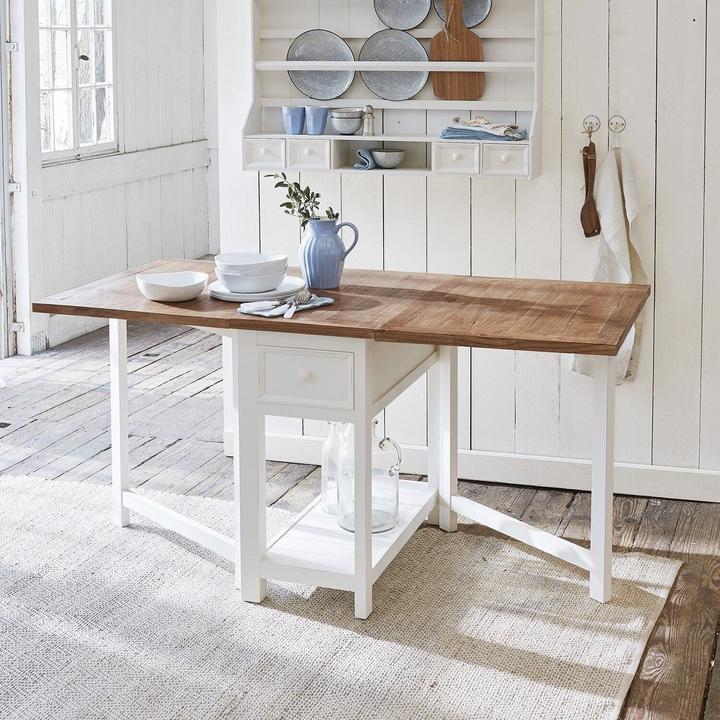 Image du produit Loberon Table Dale blanc antique/marron (160 x 78 x 80 cm)