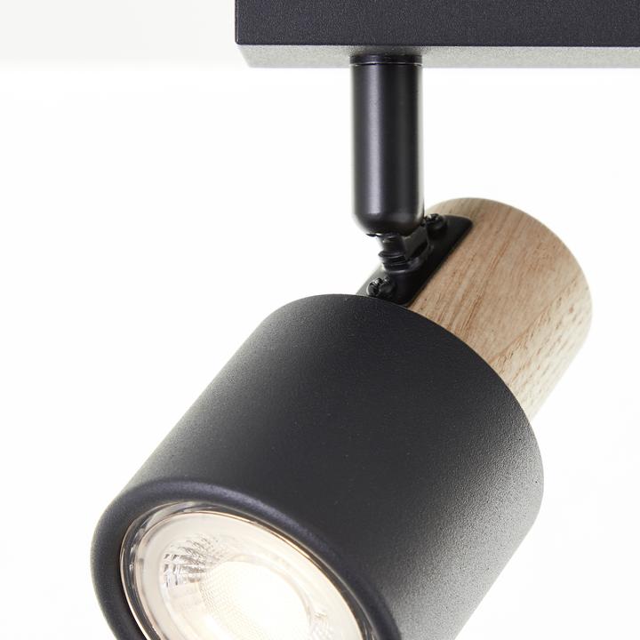 Image du produit Brilliant Spot de plafond Pini barre de spots, 2x GU10, 58 cm, orientable, métal/bois, noir/marron (GU10)