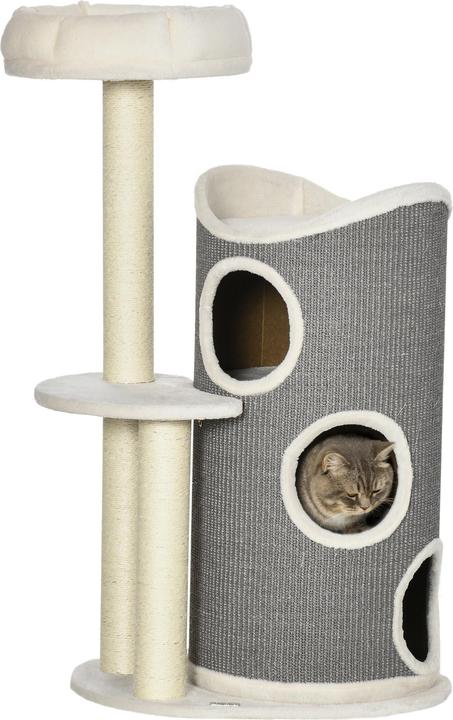 Actual product image PawHut Scratching post with scratching tray (109 cm, White+grey)