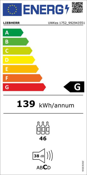 Label énergétique Liebherr UWKes1752-22 Intégré 46 bouteille(s)