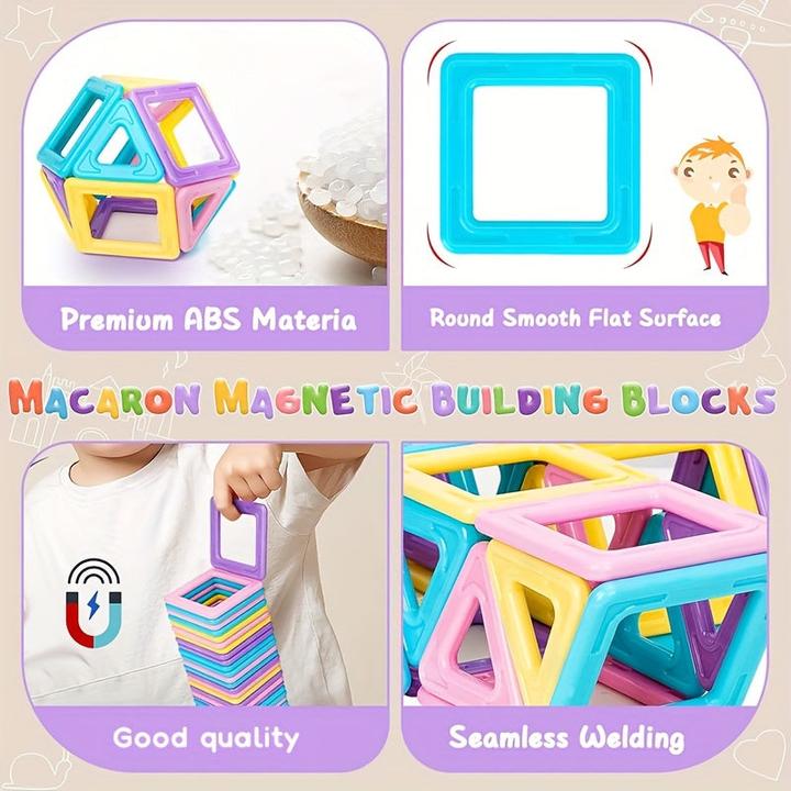 Image du produit Activity Board Macaron Magnetic Building Blocks, Macaron Colour DIY Magnetic STEM Toys, Learning Educational