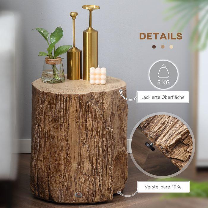 Image du produit Swisshandel24 Table d'appoint aspect souche Pieds nivelés 37cmx37cmx43cm Béton Marron (37 x 37 x 43 cm)