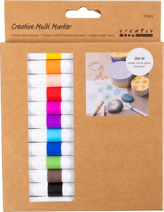 Image du produit Creativ Company Marqueur Creative Multi (Lilas, Pêche claire, Orange, Jaune, Vert, Bleu, Pink, Noir, Rouge, Vert clair, Marron, Bleu clair, 4 mm, 12 x)