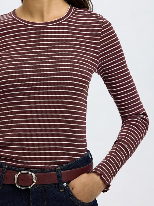 Actual product image Selected Femme Slfanna Ls Crew Neck Tee Str Noos (M)