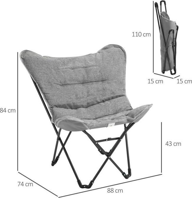 Produktbild Swisshandel24 Campingstuhl tragbar klappbar, max. Belastung 120 kg Grau+ Weiss 88 x 74 x 84 cm