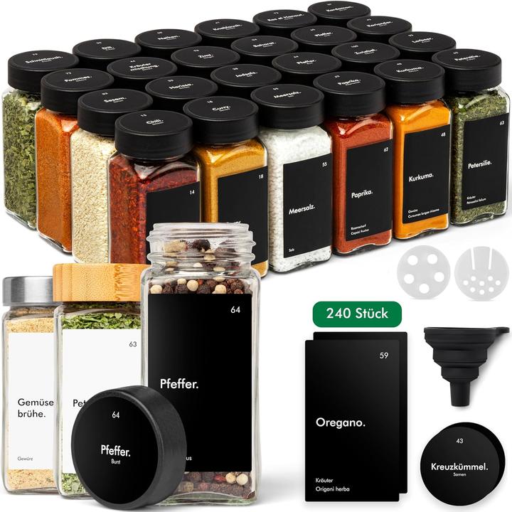 Image du produit Kivy 24x Gewürzgläser mit Streueinsatz und Etiketten (0.12 l)