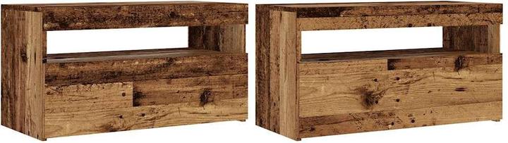 Image du produit VidaXL TV Schrank Lowboard Fernsehschrank Fernsehtisch LED 2 Stk. Altholz-Optik (75 x 35 x 40 cm)