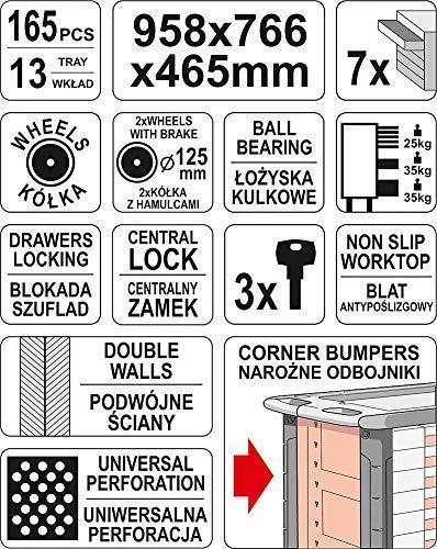 Image du produit Yato WORKSHOP CABINET 7 DRAWERS + TOOLS 165 pcs. 55293