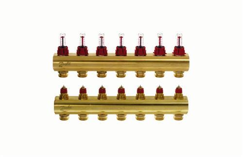 Image du produit Danfoss gulvvarmemanifold 7+7 - gulvvarmemanifold med flowmåler på hver slangekreds