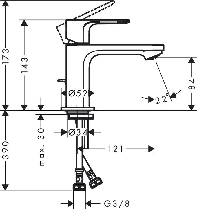 Actual product image hansgrohe HG single lever washbasin mixer Rebris E 80 CoolStart m ZAG chrome