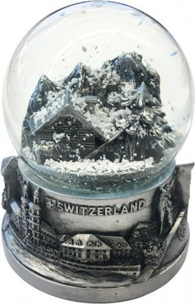 Actual product image CreaDiva Schneekugel Schweiz Silber gross (9cm)