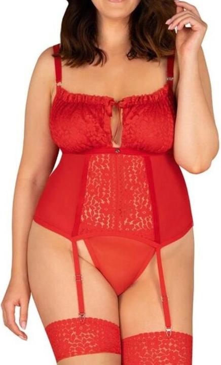 Produktbild Obsessive Strapshemd mit floraler Spitze plus Tanga (4XL)
