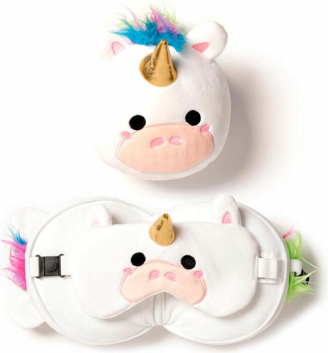 Puckator Relaxeazzz Plush Unicorn Round Travel Pillow & Eye Mask