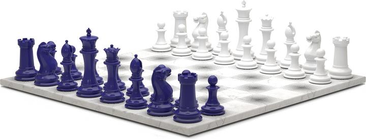 Image du produit Skyline Chess Jeu d'échecs - Série Bois - Bleu Vs Blanc (avec carré de marbre à gradient)