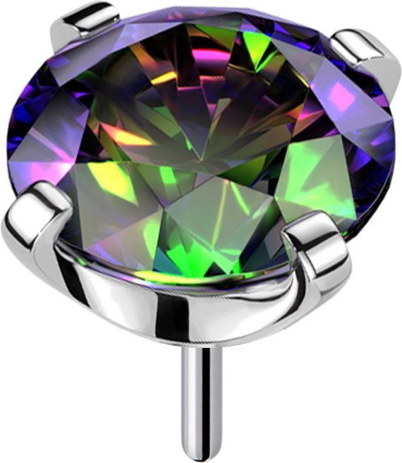 Star Piercing Threadless silber mit Kristall dunkel multicolor gefasst (ohne Messing, Titan G23)