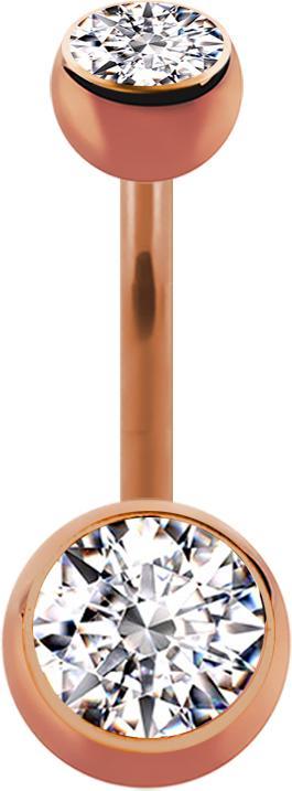 Actual product image Star Piercing Banana rose gold with two balls crystal silver (without brass, Titanium G23)