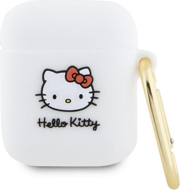 Immagine prodotto Hello Kitty HKA23DKHSH Airpods 1/2 cover biały/bianco Silicone 3D Kitty Head (Borsa per cuffie)