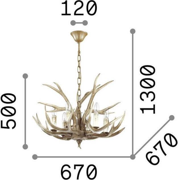 Image du produit Ideal lux CHALET Suspension E14 6x ⌀670mm dimmable Beige 115498 (E14)