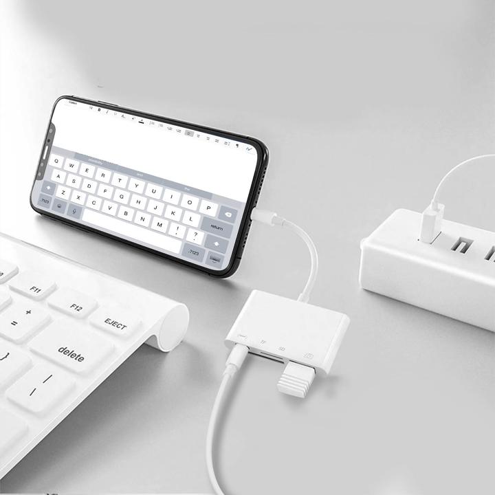 Immagine prodotto Avizar Adattatore per lettore di schede Lightning iPhone / iPad per USB / Micro-SD /Lightning - Bianco