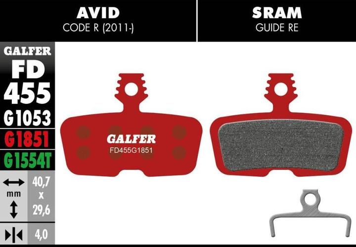 Produktbild Galfer Bike Advanced Bremsbeläge (Avid, SRAM, Semi-Metallisch)
