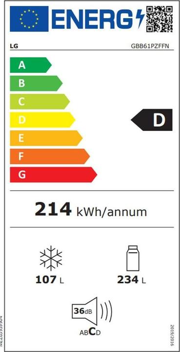 Etichetta energetica LG GBB61PZFFN (341 l)