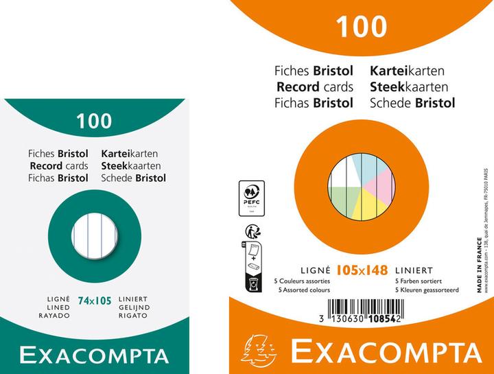 Image du produit Exacompta Fiches A7, doublées (A7, 205 g/m², 100 x)