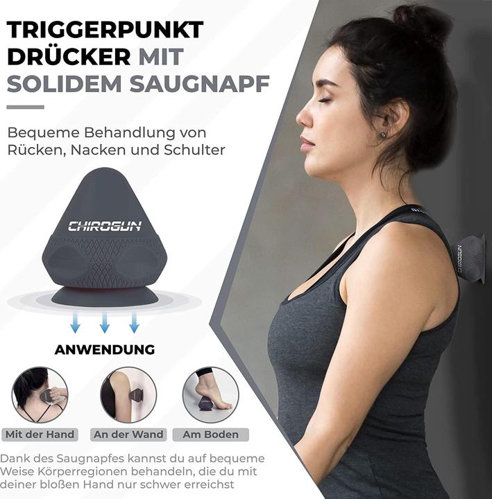 Immagine prodotto ChiroGun Pressore per punti trigger con ventosa e astuccio nero
