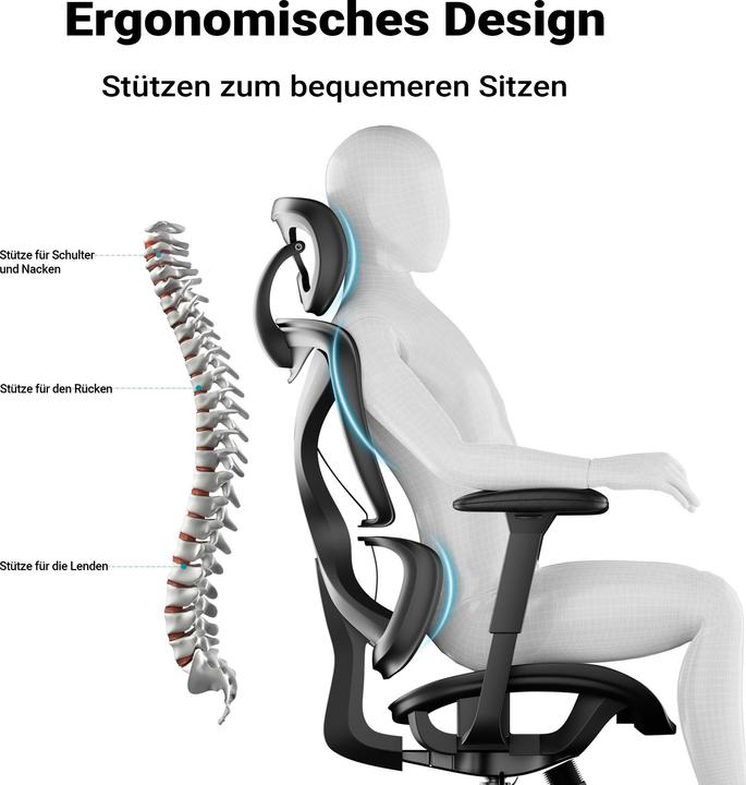 Image du produit Wiltec Chaise de bureau ergonomique