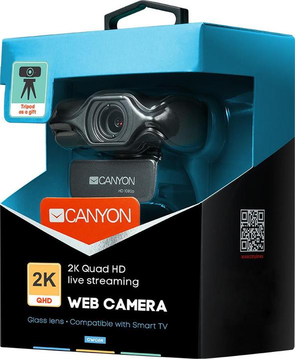 Actual product image Canyon 2K resolution webcam with microphone C6, 2048x1536, 80 ° viewing angle (2 Mpx)