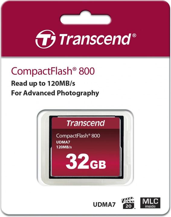 Actual product image Transcend Premium CompactFlash 32GB Card R120MB/s VGP 20 MLC (32 GB, CF)