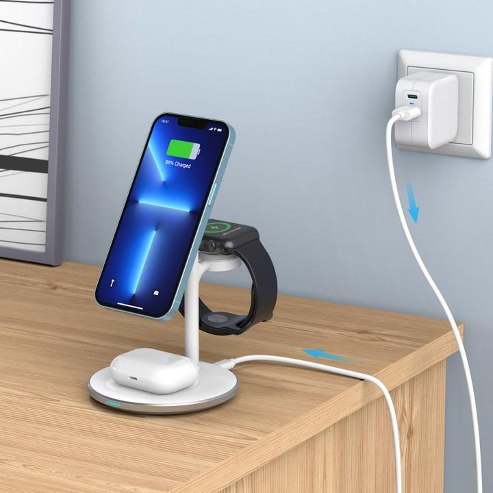 Produktbild Choetech Wireless charger with stand 3in1 (black) (15 W)