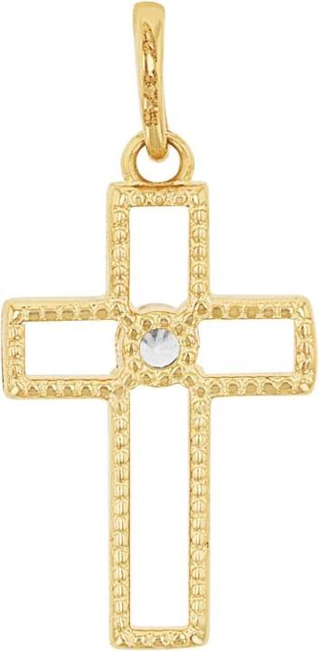 Actual product image Amor pendant for ladies, gold 375, zirconia synth. | cross (Gold 375, 9 ct)