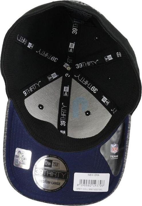 Actual product image New Era 39Thirty Cap - GREY New England Patriots noir (54, 55, 56, 57)