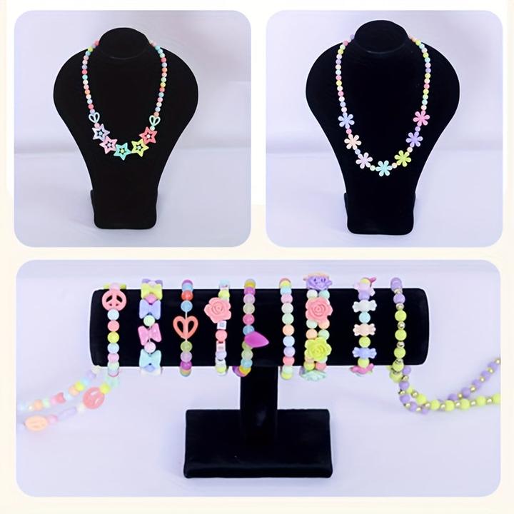 Image du produit Activity Board Boîte pour filles avec 10 perles quadrillées, bracelets DIY, collier bracelet DIY décorations en