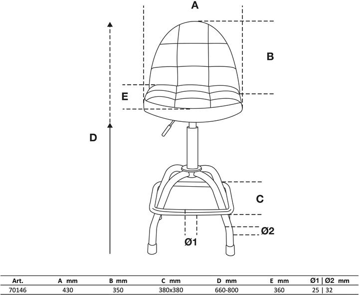 Image du produit BGS Siège d'atelier pivotant avec dossier | réglable en hauteur