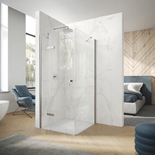 Image du produit Hüppe Porte battante Design pure 4-angle segment fixe et ferrure, fixation Ã gauche, montage sur c (211 cm, 98 cm, 11 cm)