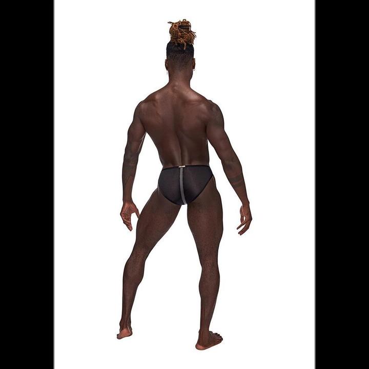 Actual product image Male Power Landing Strip Bikini Brief - Black - L (L)