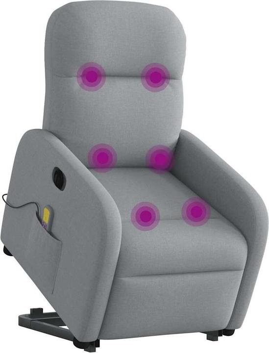 Produktbild VidaXL Elektrischer Massagesessel mit Aufstehhilfe Hellgrau Stoff