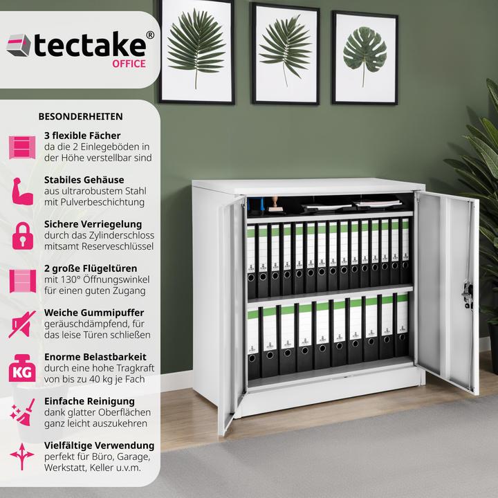Produktbild tectake Aktenschrank mit 3 Böden (90 x 40 x 90 cm)