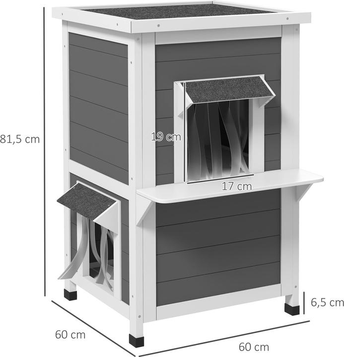 Immagine prodotto PawHut Casetta per gatti con 2 livelli e tenda (Gatto)