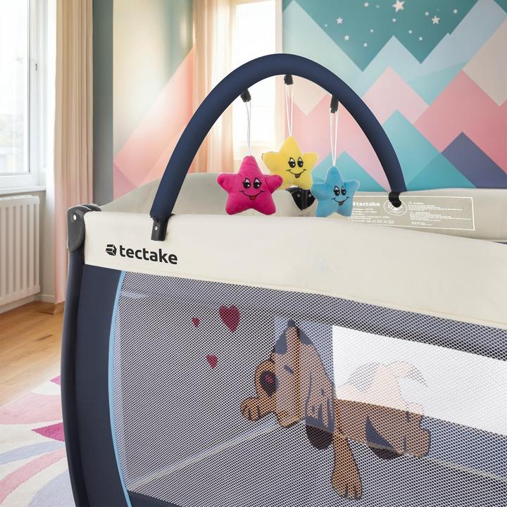 Produktbild tectake Kinderreisebett Hund mit Wickelauflage und Transporttasche