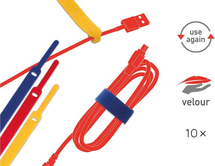 Image du produit Label-the-cable LTC BASIC 10 Power Velcro rt, gb, bl (Serre-câbles velcro, 170 mm, 10 pcs)