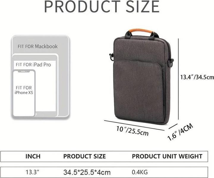 Actual product image PhoneLook Sac à bandoulière sac à main portable imperméable pour iPad + Laptop + MaxBook 13 pouces (13.30")